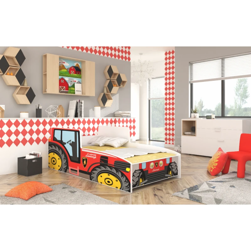 ArtAdrk Detská auto posteľ TRACTOR Farba: Červená, Prevedenie: 80 x 160 cm