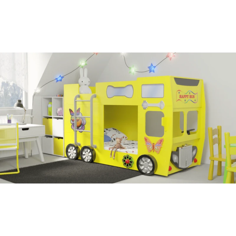 Artplast Detská poschodová posteľ HAPPY BUS | žltý