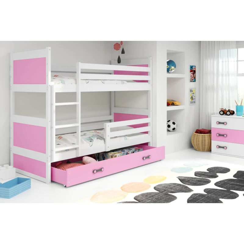 BMS Detská poschodová posteľ RICO | biela 80 x 190 cm Farba: Ružová