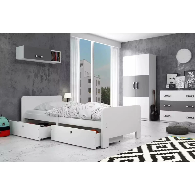 BMS Detská posteľ AREK | 80 x 200 cm farebné prevedenie: Biela / biele zásuvky