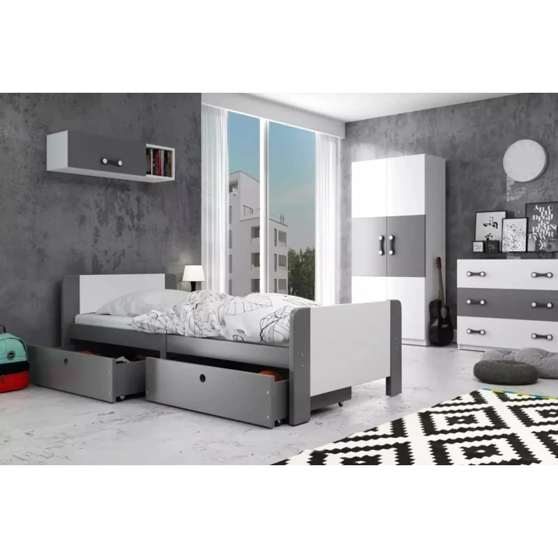 BMS Detská posteľ AREK | 80 x 200 cm farebné prevedenie: Grafit / grafit zásuvky