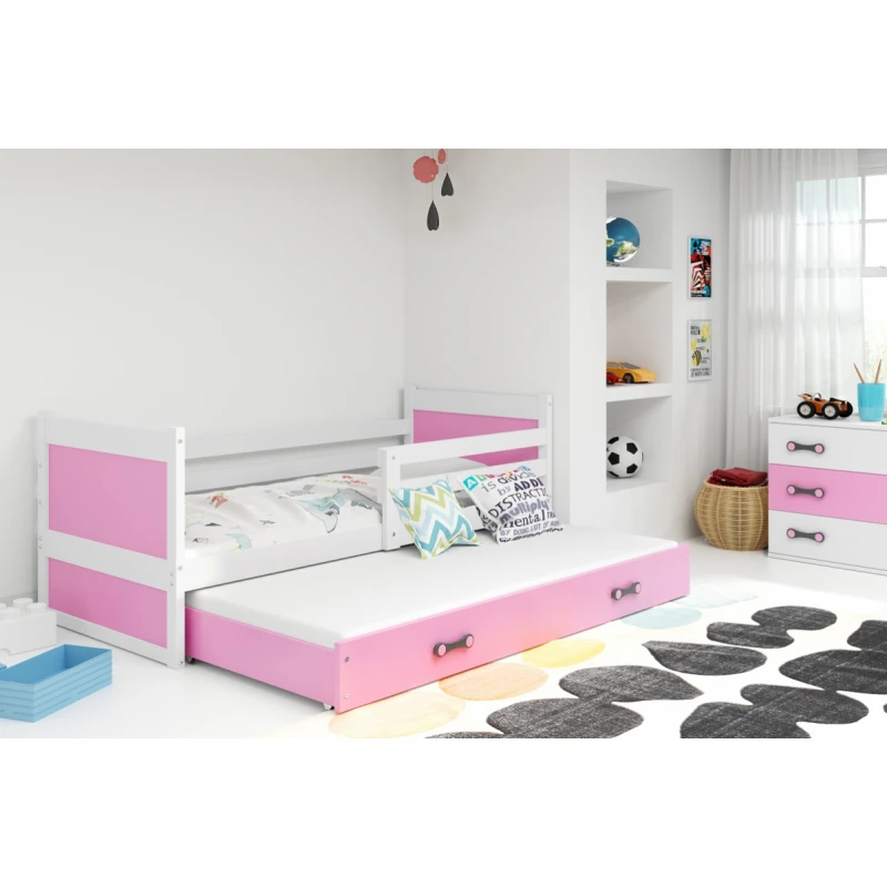 BMS Detská posteľ  s prístelkou RICO 2 | biela 80x190 cm Farba: Ružová