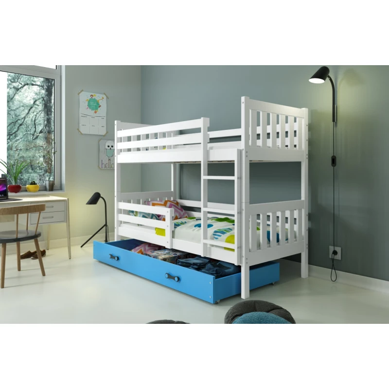 BMS Poschodová detská posteľ CARINO | 80 x 190 cm Farba: biela / modrá