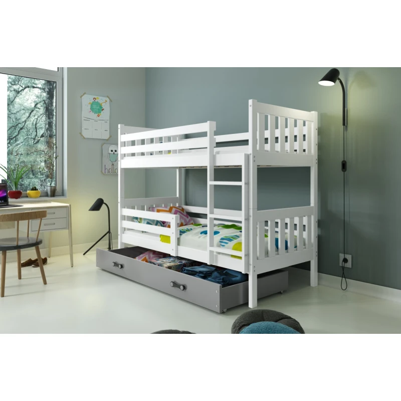 BMS Poschodová detská posteľ CARINO | 80 x 190 cm Farba: biela / sivá