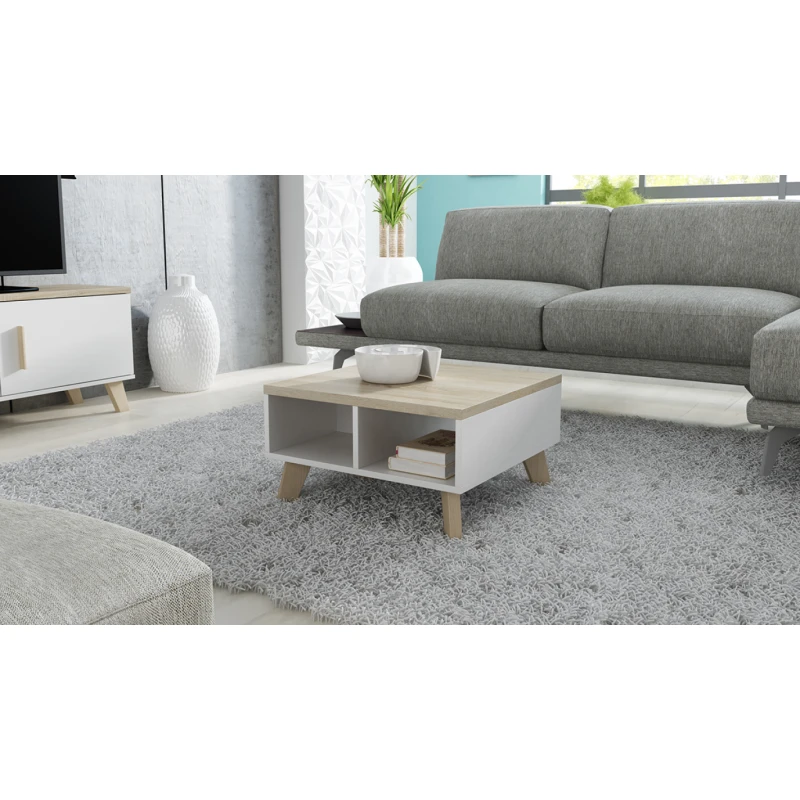 CAMA MEBLE Lotta 60 konferenčný stolík biela / dub sonoma