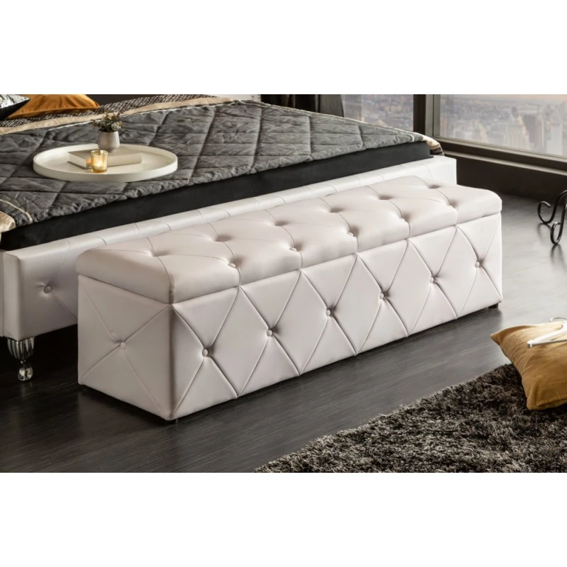 Chesterfield lavica s úložným priestorom ERIS Dekorhome Biela