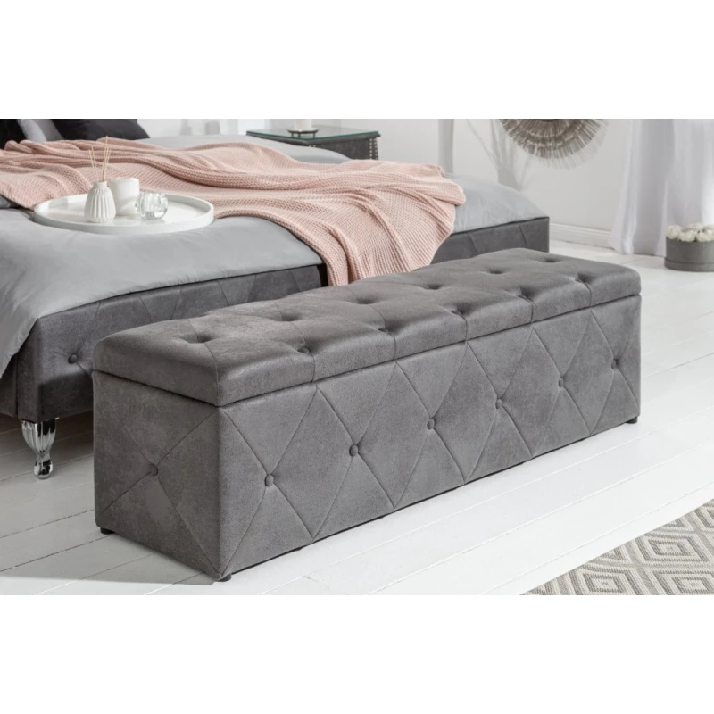 Chesterfield lavica s úložným priestorom ERIS Dekorhome Sivá