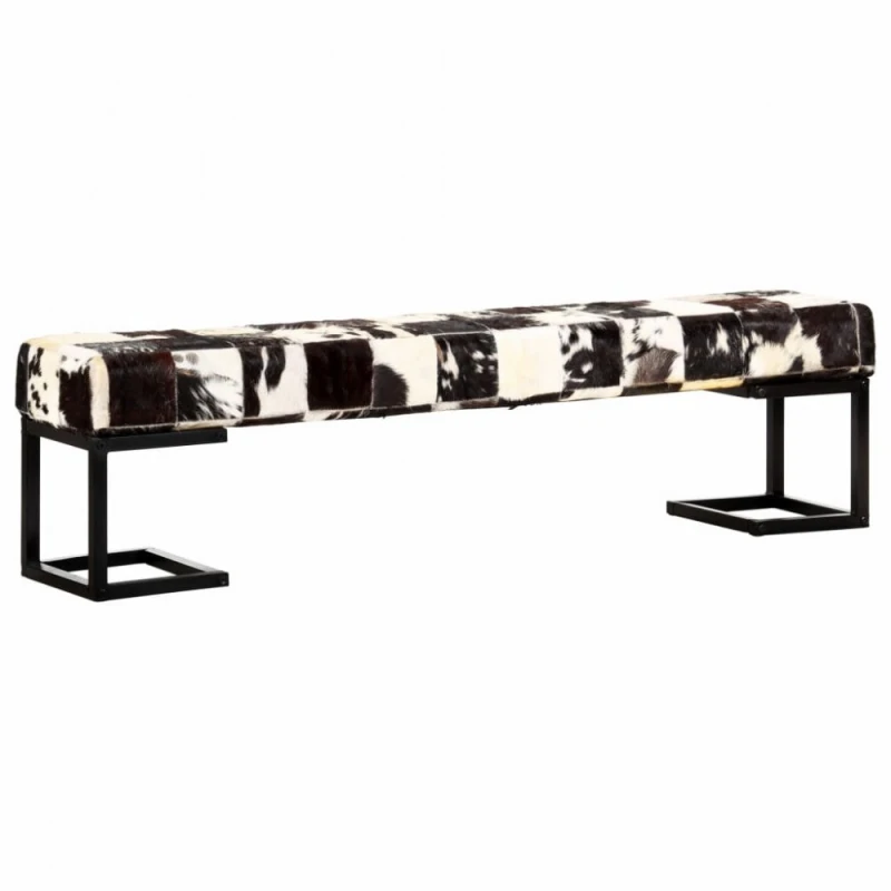 Lavica patchwork kozej kože Dekorhome Čierna