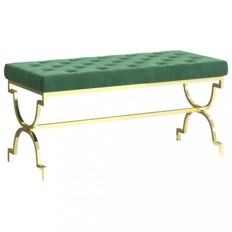 Lavica zamat / nerezová oceľ Dekorhome Tmavo zelená