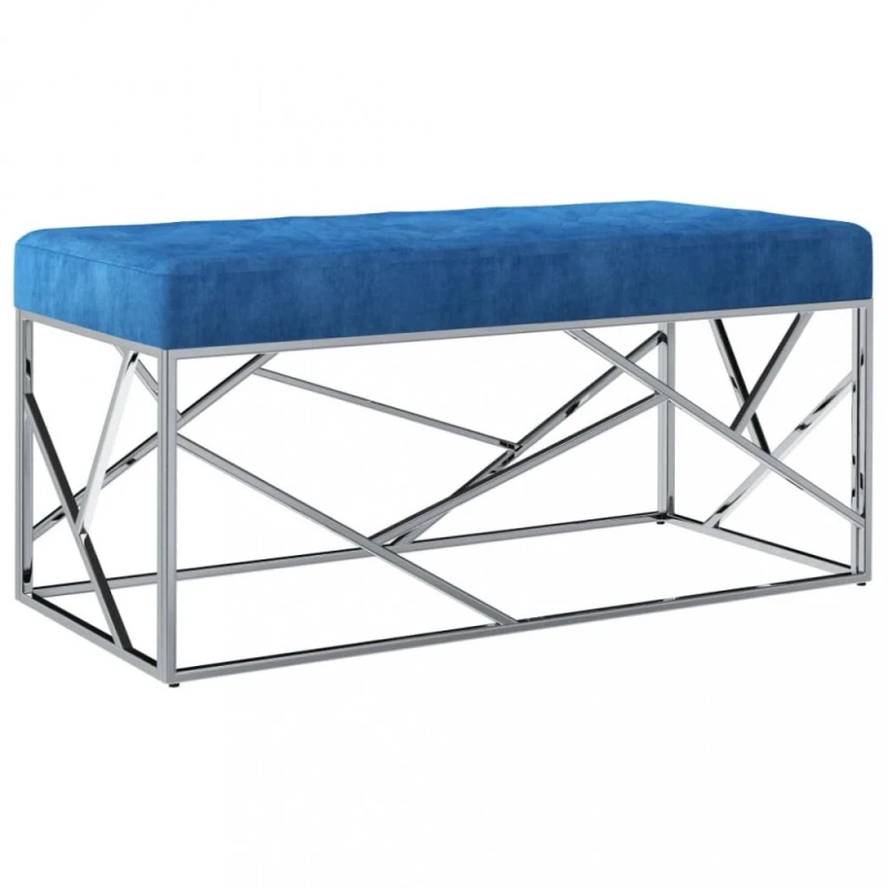 Lavica zamatová látka / nerezová oceľ Dekorhome Modrá