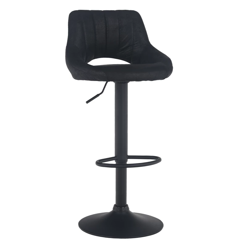 Barová stolička  LORASA,  čierna látka s efektom brúsenej kože