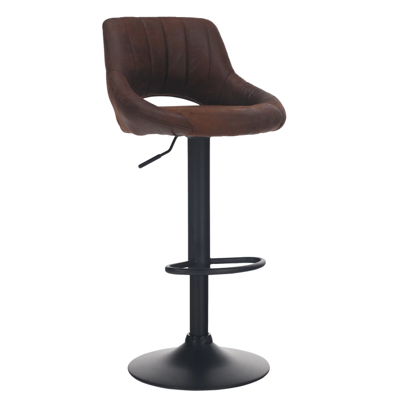 Barová stolička  LORASA,  hnedá látka s efektom brúsenej kože