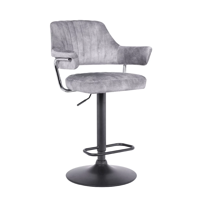 Barová stolička  ACANTA,  sivá látka s efektom brúsenej kože