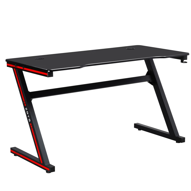 Herný stôl/počítačový stôl, čierna/červená, MACKENZIE 140cm