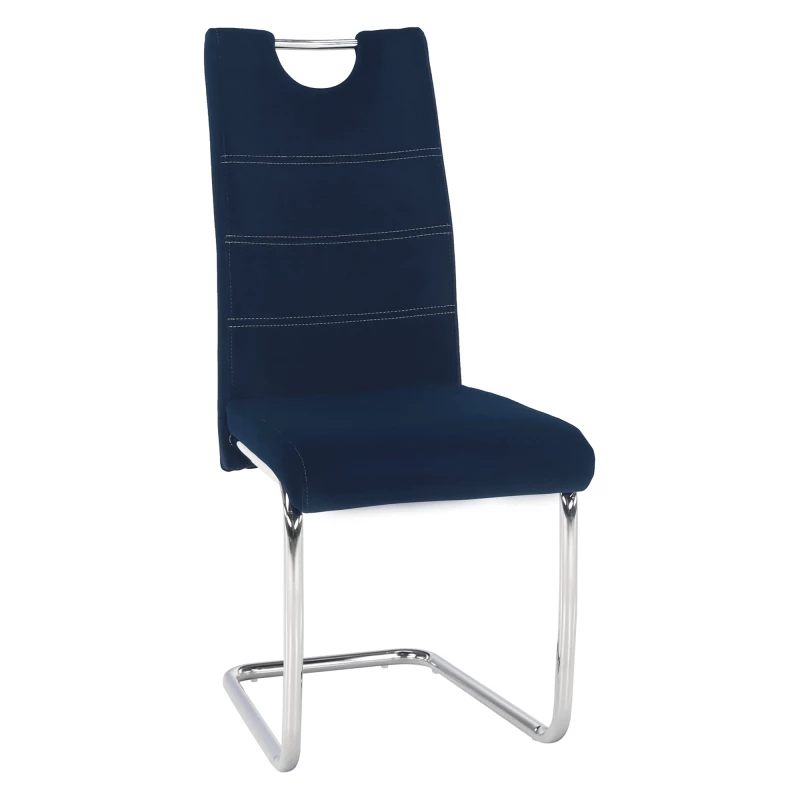 Jedálenská stolička ABIRA NEW, modrá Velvet látka/svetlé šitie