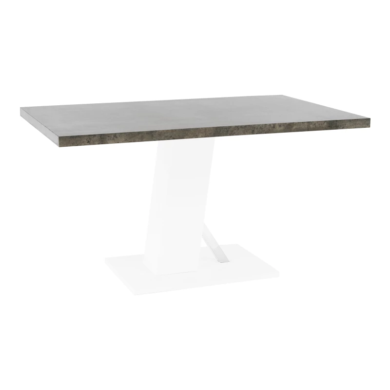 Jedálenský stôl BOLAST, betón/biela extra vysoký lesk, 138x90 cm