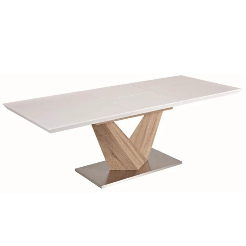 Jedálenský stôl DURMAN, biela extra vysoký lesk HG/dub sonoma, 160x90 cm