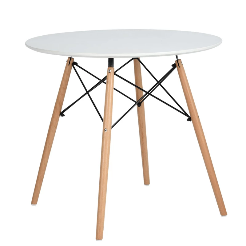 Jedálenský stôl DEMIN, biela matná/buk, priemer 120 cm