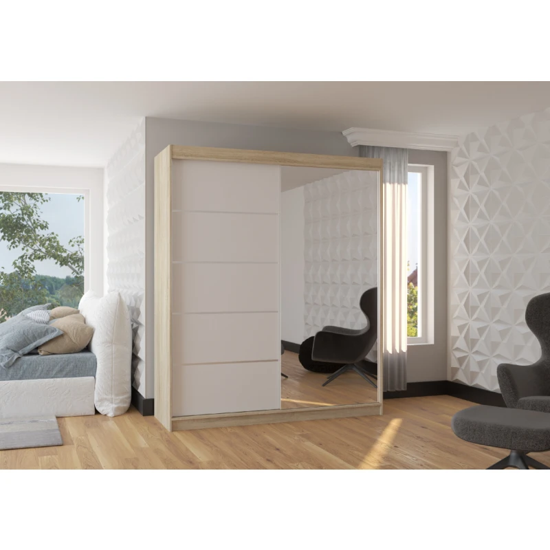 ArtAdrk Šatníková skriňa CARO | 180 cm Skriňa: Dub sonoma / Biela