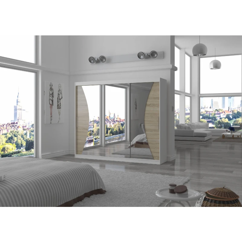 ArtAdrk Šatníková skriňa DIEGO | 250 cm Farba: Biela / dub sonoma