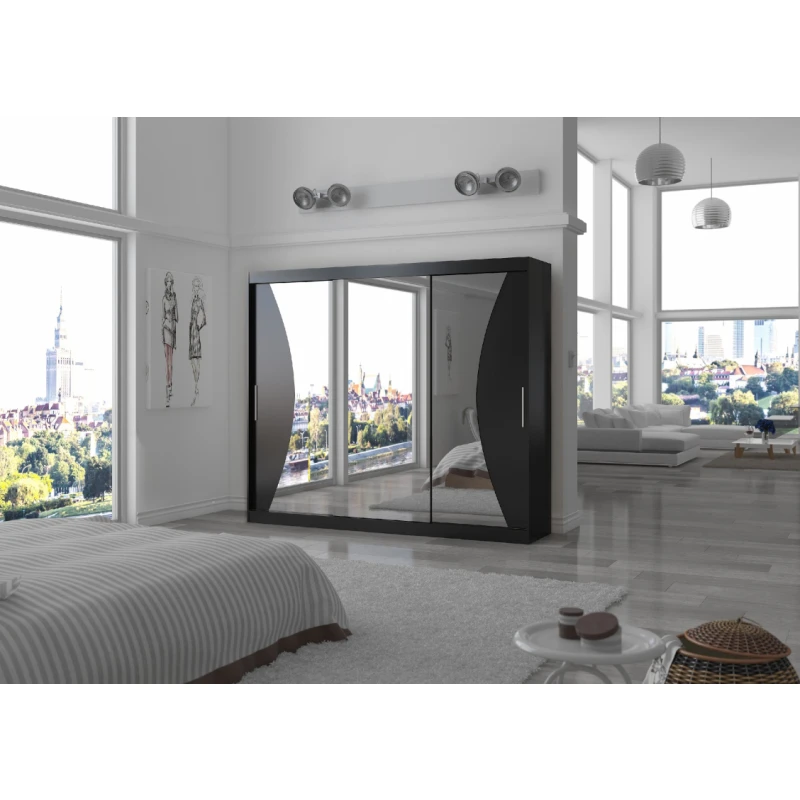 ArtAdrk Šatníková skriňa DIEGO | 250 cm Farba: Čierna