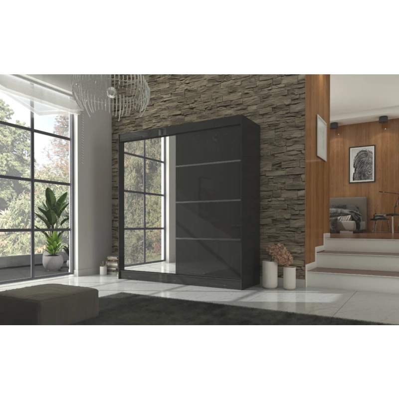 ArtAdrk Šatníková skriňa GILTON | 200 cm Farba: Čierna