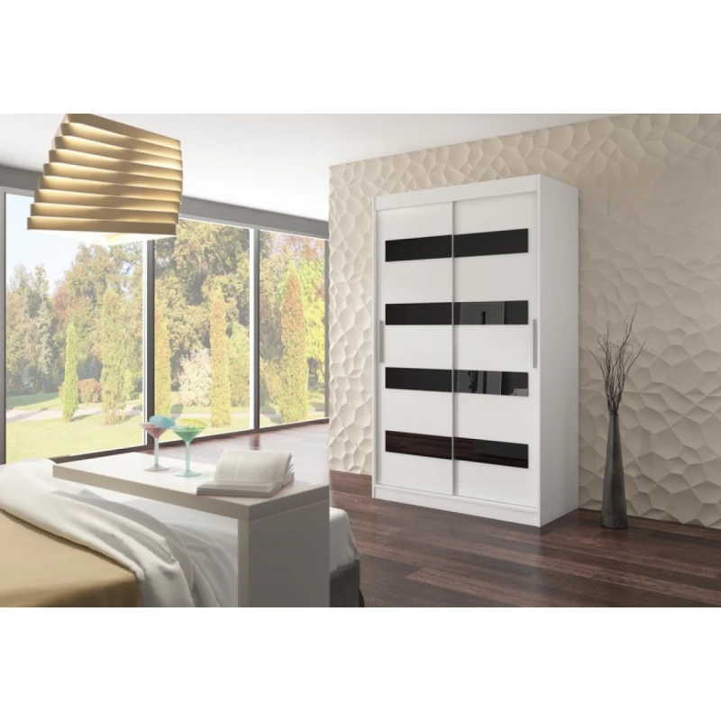 ArtAdrk Šatníková skriňa MARTINEZ | 150 cm Farba: Biela / čierna lacobel