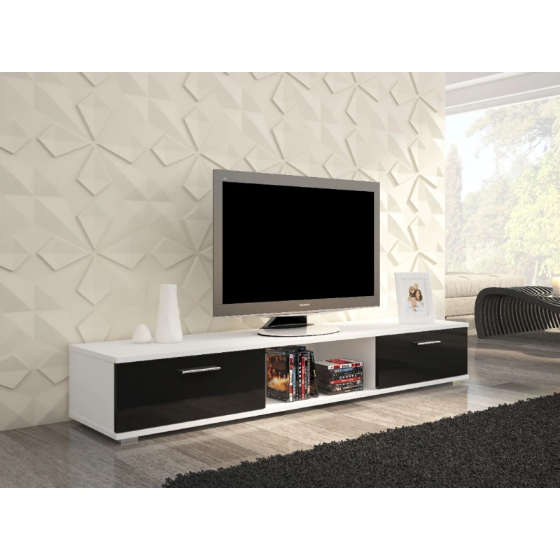 ArtAdrk TV stolík SELLA Farba: Biela / čierny lesk