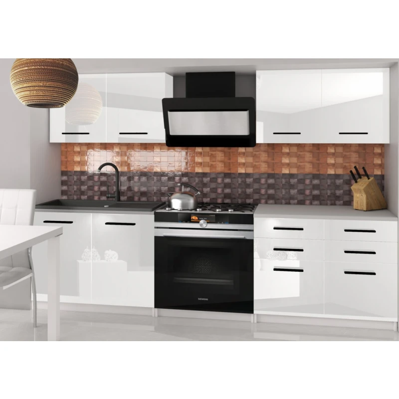 ArtBelin Kuchynská linka KOMPAKTO | biely lesk 160 cm