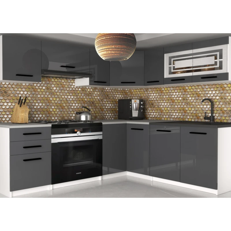 ArtBelin Kuchynská linka LIDIA | sivý lesk 360 cm