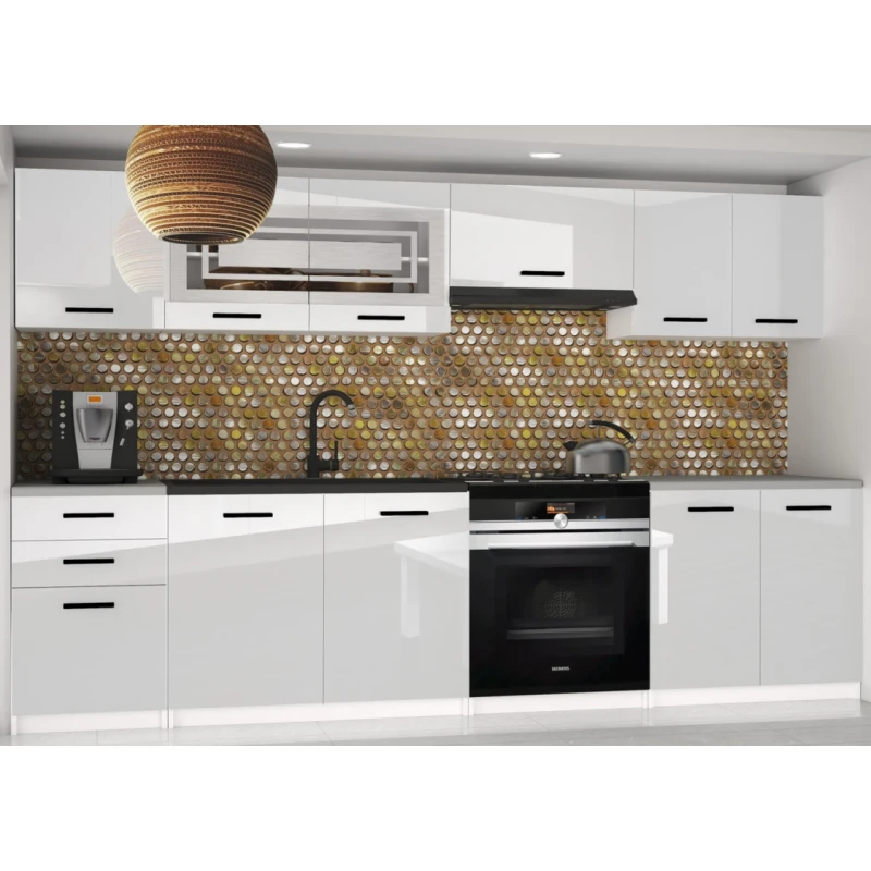 ArtBelin Kuchynská linka MARIKA | biely lesk 240 cm