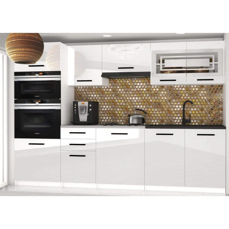 ArtBelin Kuchynská linka PAULA | biely lesk 240 cm