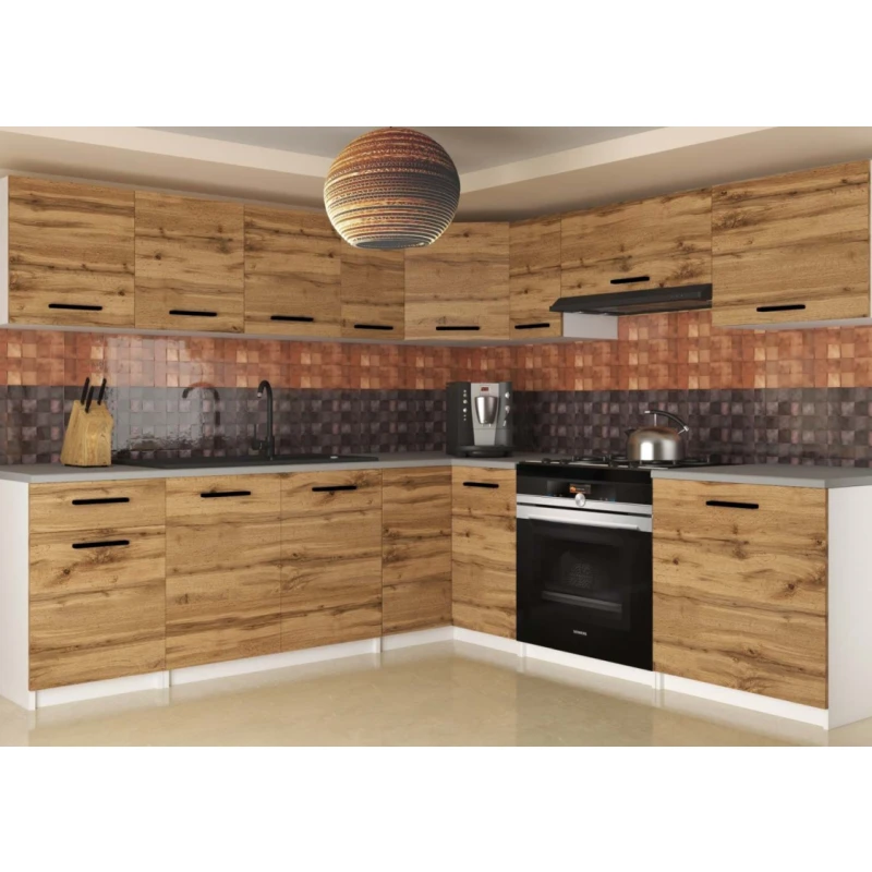 ArtBelin Kuchynská linka UNIQAPLUS | dub wotan 420 cm