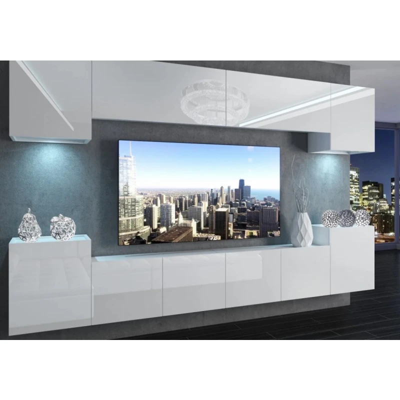 ArtBelin Obývacia stena IMPERIUM 4 | 300 cm FARBA: biely lesk