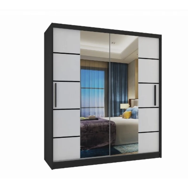 ArtBelin Šatníková skriňa PREMIUM ME KLP | 133 cm Farba: čierna / biely mat