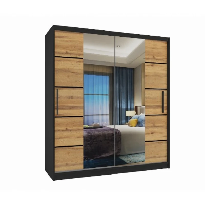 ArtBelin Šatníková skriňa PREMIUM ME KLP | 133 cm FARBA: Čierna / dub wotan