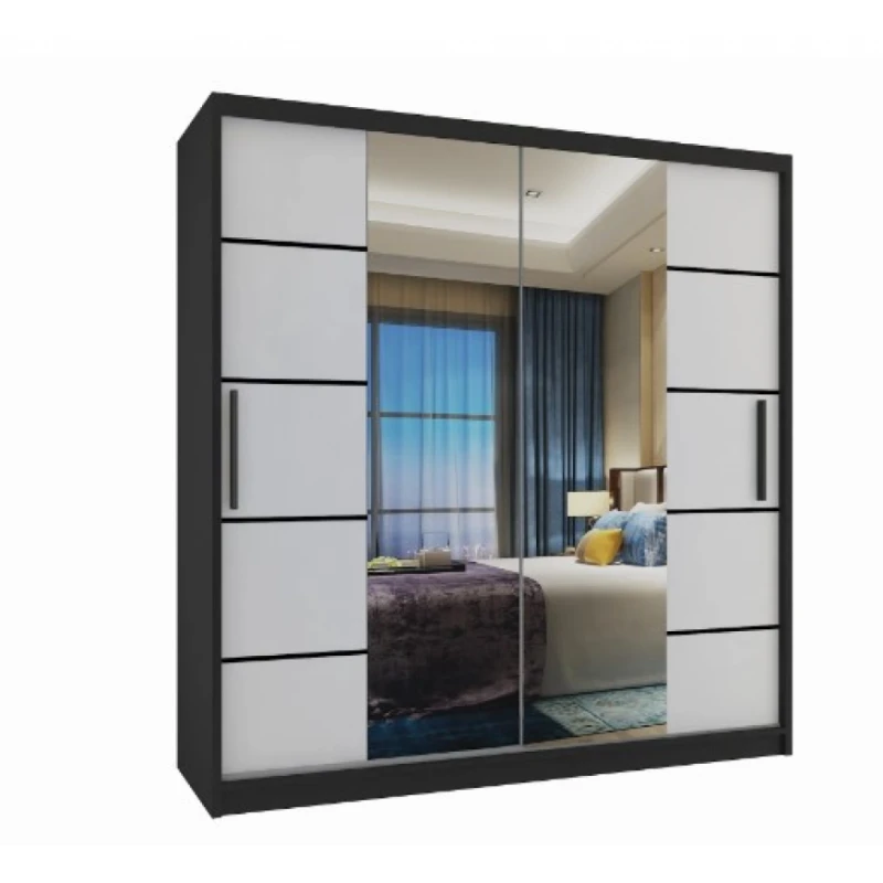 ArtBelin Šatníková skriňa PREMIUM ME KLP | 158 cm Farba: čierna / biely mat