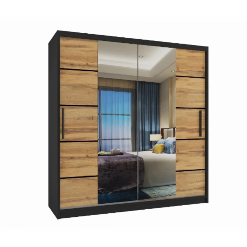 ArtBelin Šatníková skriňa PREMIUM ME KLP | 158 cm FARBA: Čierna / dub wotan