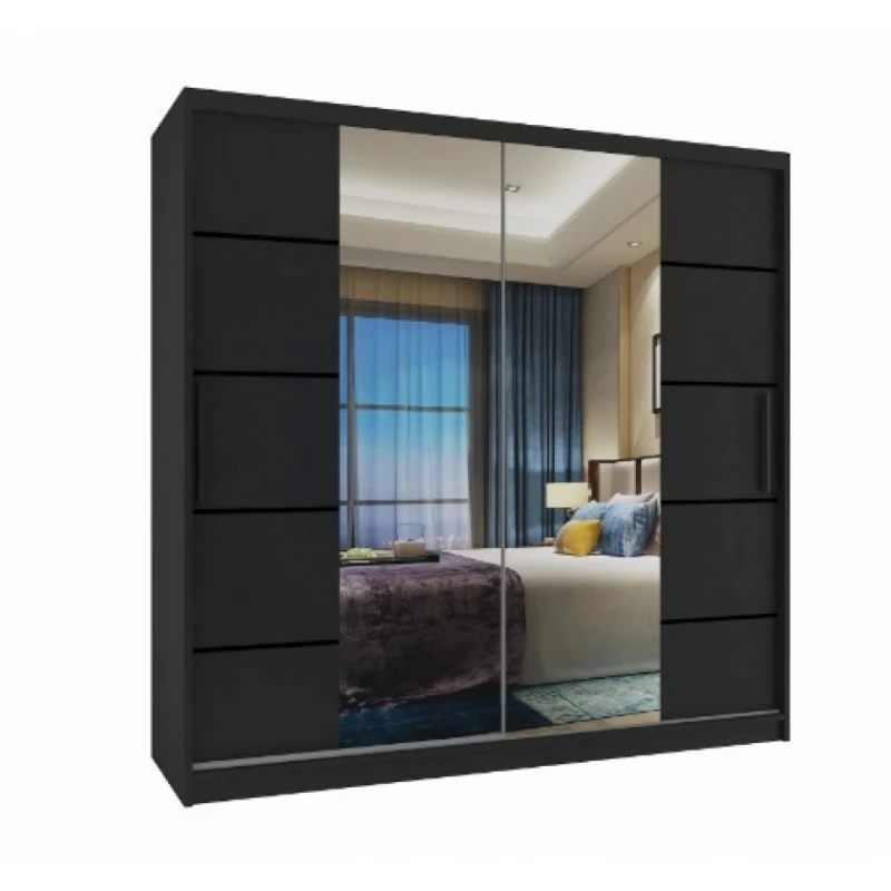 ArtBelin Šatníková skriňa PREMIUM ME KLP | 200 cm FARBA: Čierna / čierny mat