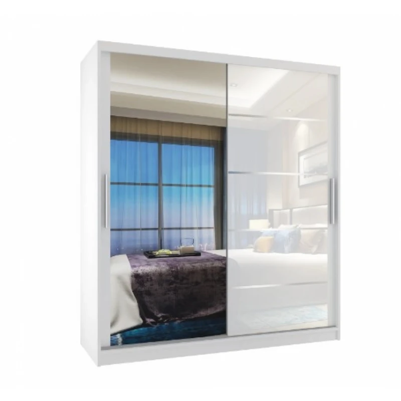 ArtBelin Šatníková skriňa PREMIUM MGB KLAL | 133 cm Farba: Biela / biely lesk