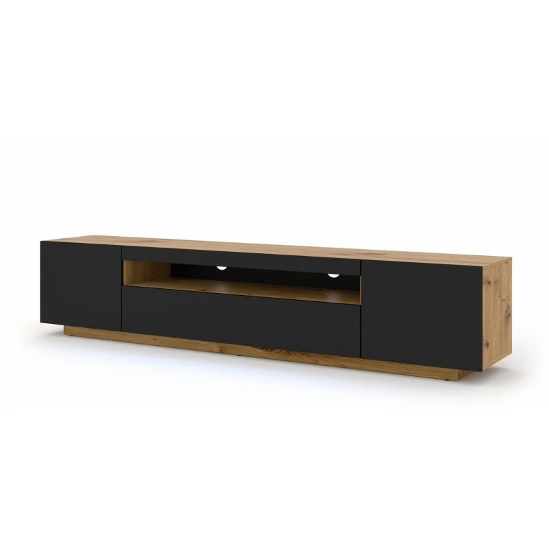 ARTBm TV stolík AURA 200 | dub artisan/čierny mat Variant: bez LED osvetlenia