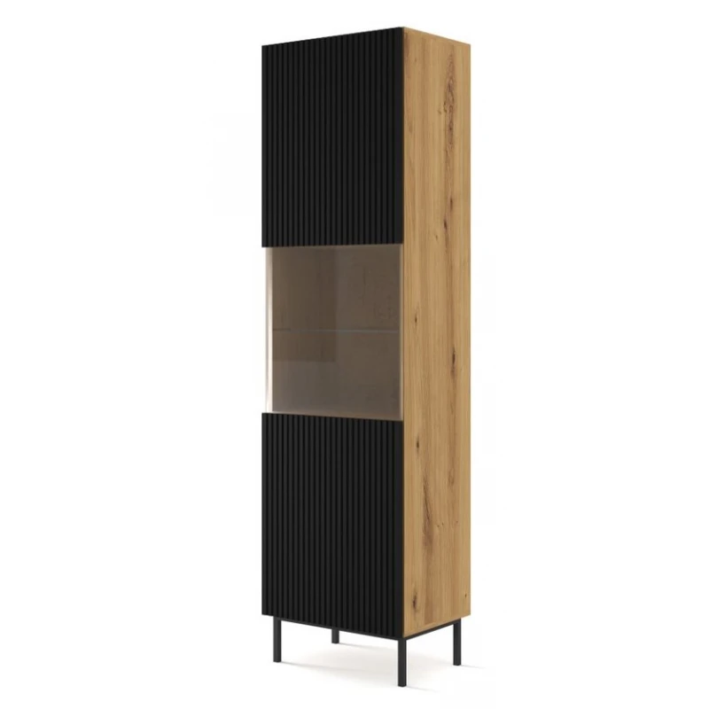 ARTBm Vitrína RAVENNA B 1DS 60 | dub artisan / čierna matná Prevedenie: Dub artisan / čierna matná / čierna podnož