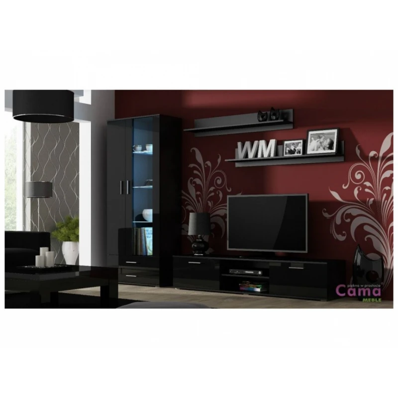 ArtCam Obývacia stena SOHO 8 Farba: Čierna/čierny lesk