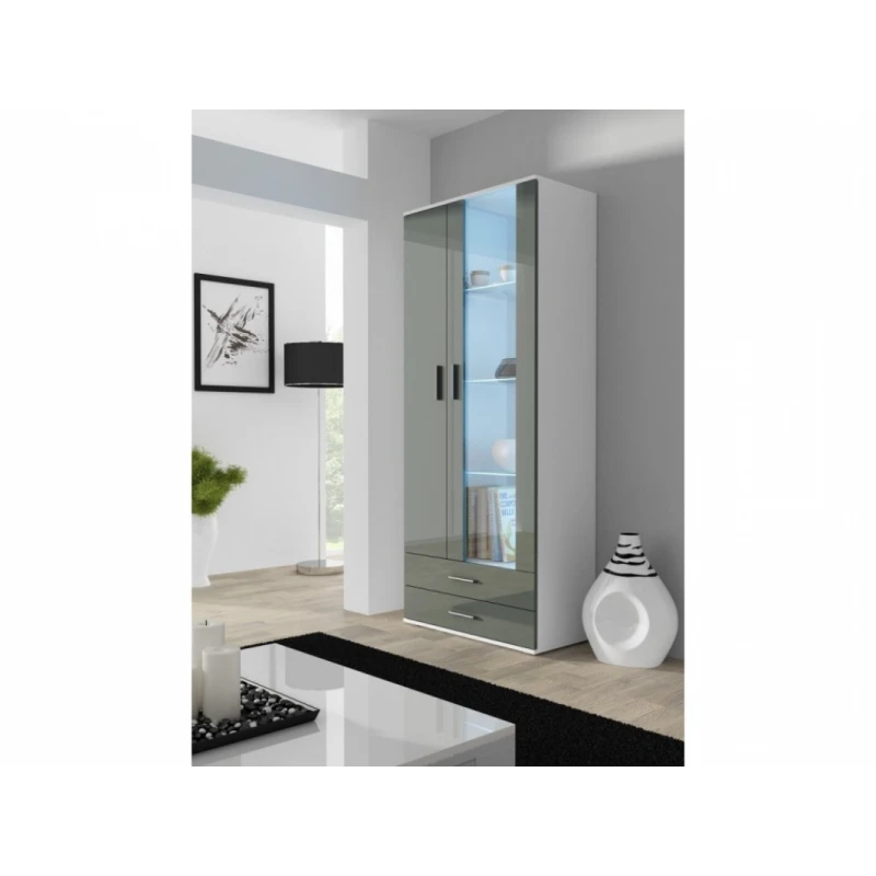 ArtCam Stojaca vitrína SOHO S6 Farba: Biela/sivý lesk