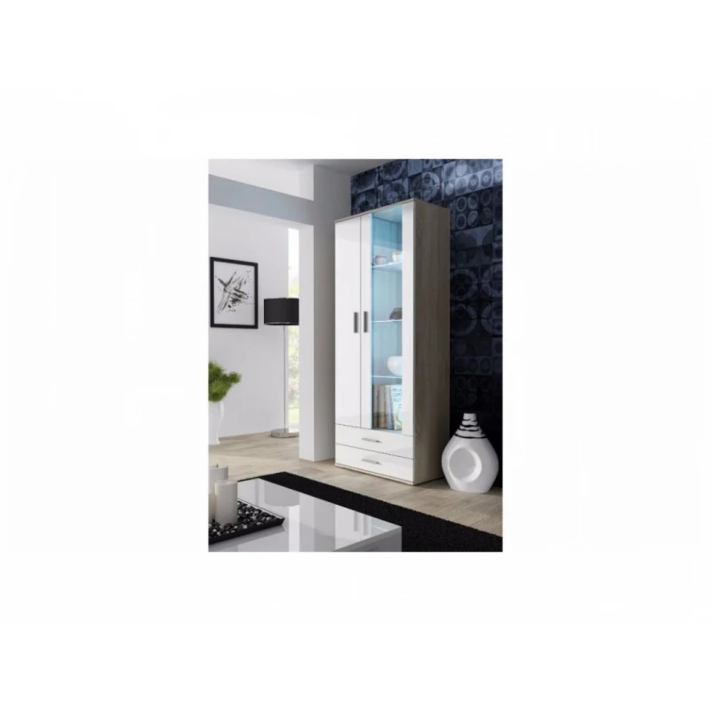 ArtCam Stojaca vitrína SOHO S6 Farba: dub sonoma/biely lesk