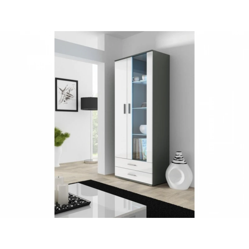 ArtCam Stojaca vitrína SOHO S6 Farba: Sivá/biely lesk