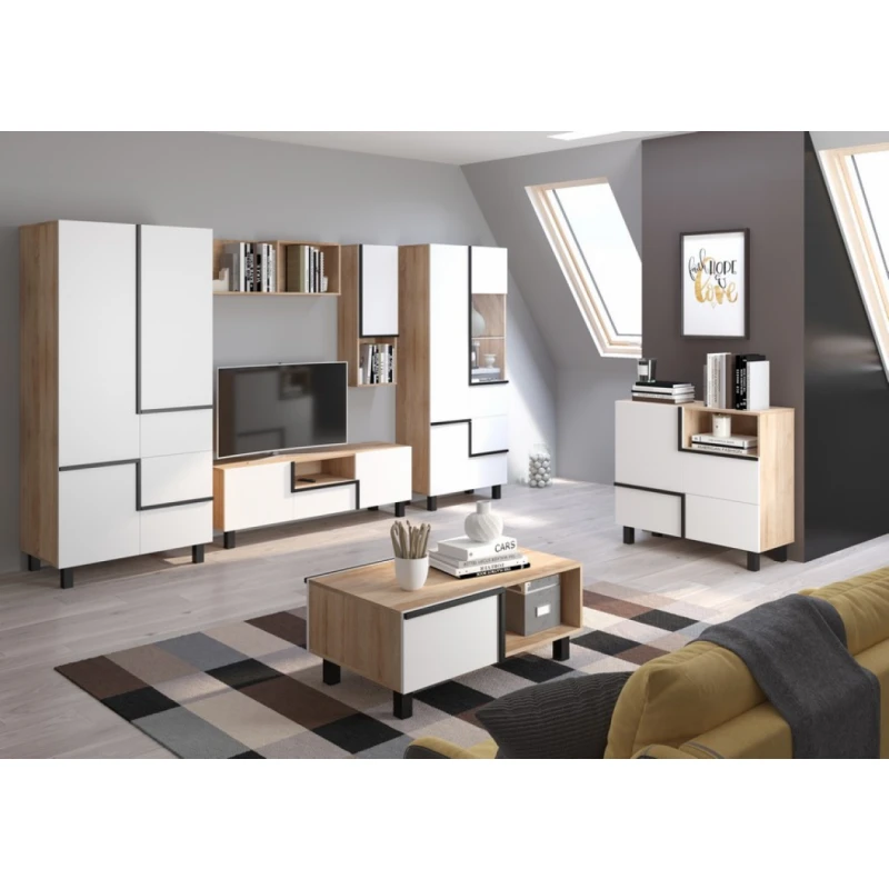 ArtCross Obývacia stena LARS 2 Farba: dub sonoma svetlá/biela