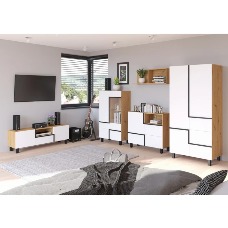 ArtCross Obývacia stena LARS 5 Farba: Dub ARTISAN/biela