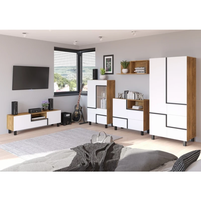 ArtCross Obývacia stena LARS 5 Farba: Dub burgundsky/biela