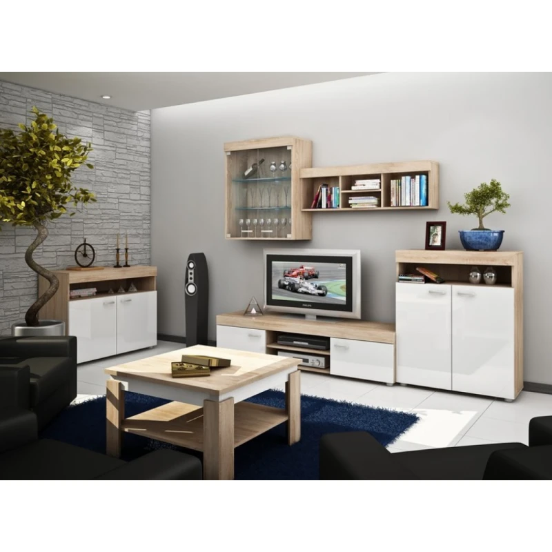 ArtCross Obývacia stena MAX Farba: Dub sonoma svetlá / biely lesk